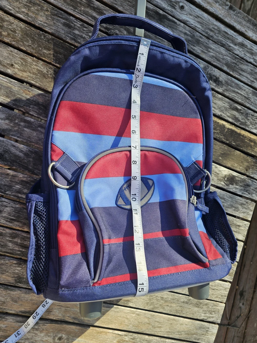 Pottery Barn Kids Striped Navy, Red & Light Blue Roller Backpack